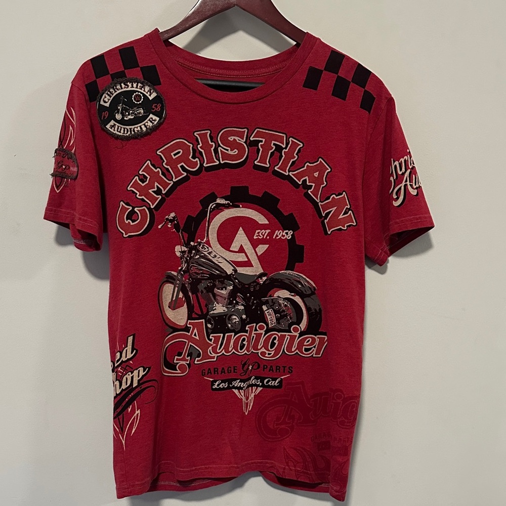 Vintage Christian Audigier Graphic Red Tee
